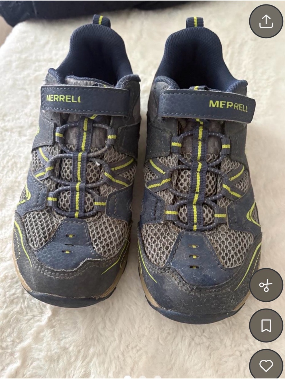 Merrell Kids Navy and Lime Trail Sneakers